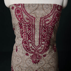 Chikankari Hand Embroidered Cotton Unstitched Kurta Material (3M) 20