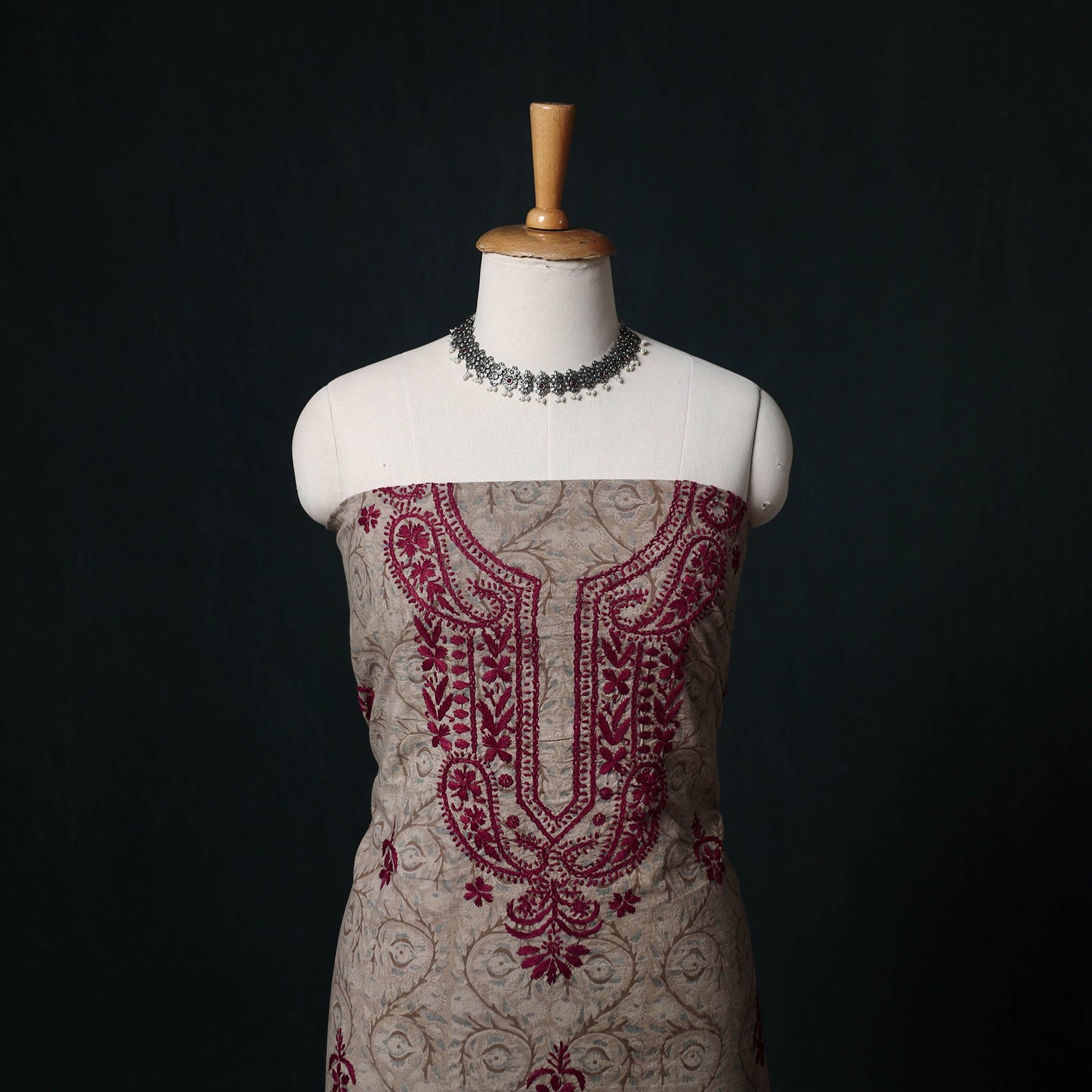 Chikankari Hand Embroidered Cotton Unstitched Kurta Material (3M) 20
