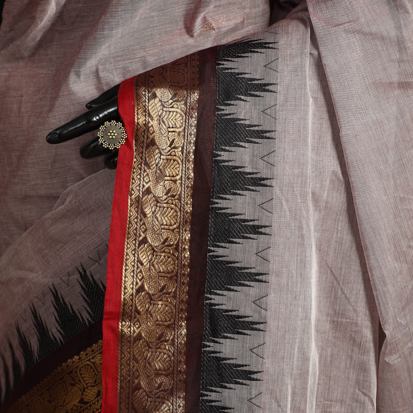 Grey Kandangi Chettinad Cotton Saree with Border