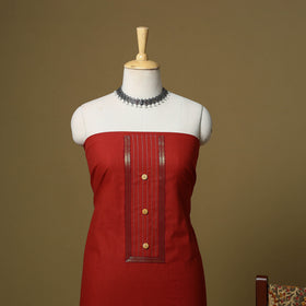 Red - Plain Cotton 3pc Unstitched Dress Material 09