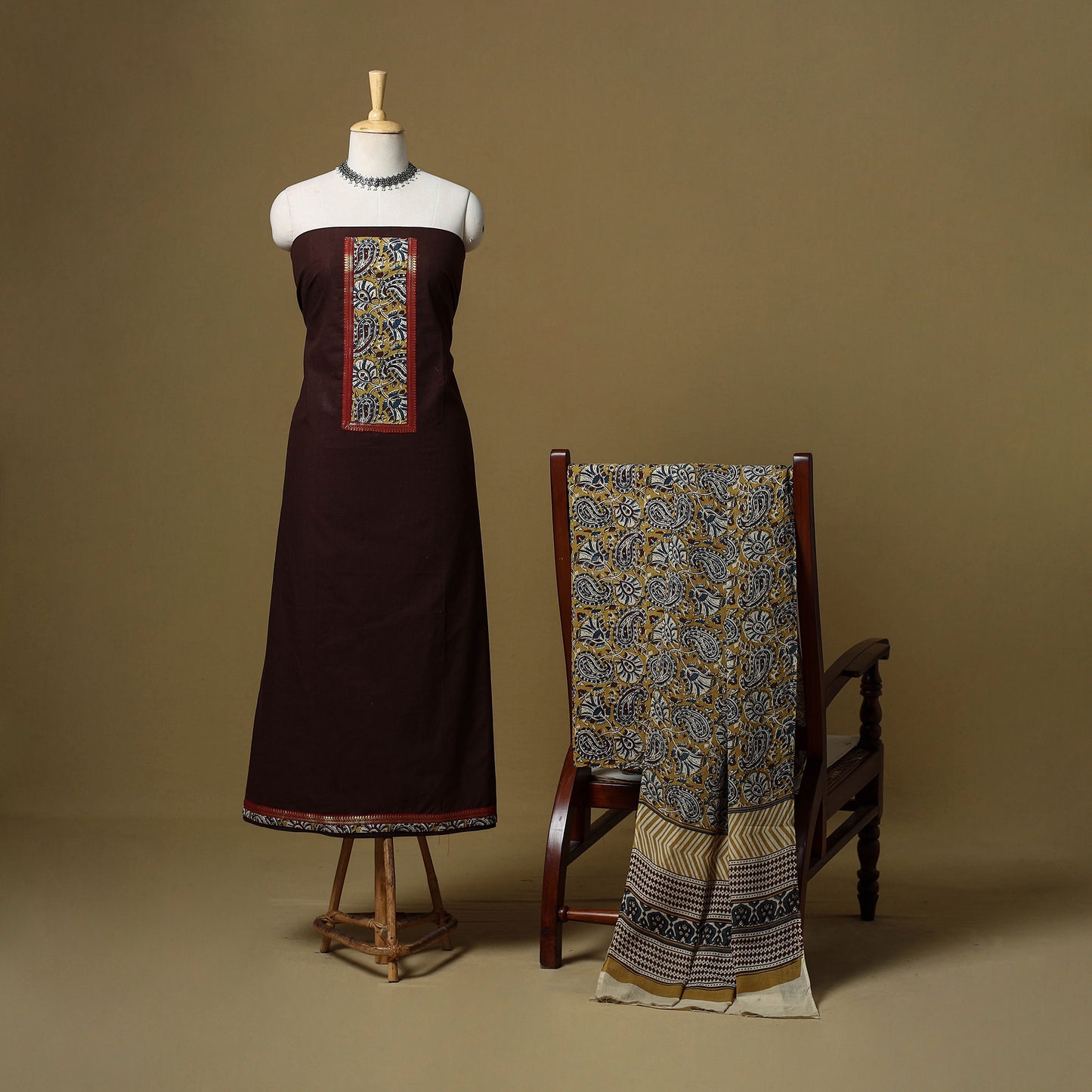 Brown - Plain Cotton 3pc Unstitched Dress Material 10