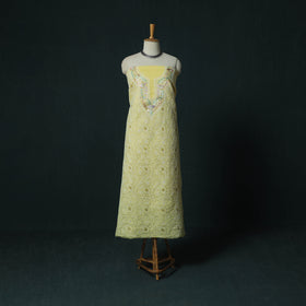 Lucknow Chikankari Parsi Style Hand Embroidered Pure Mul Cotton Unstitched Kurta Material (2.8M) 15