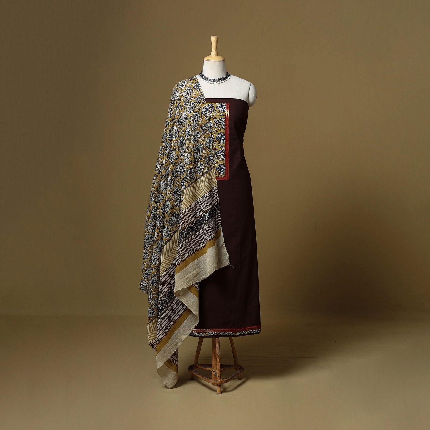 Brown - Plain Cotton 3pc Unstitched Dress Material 10