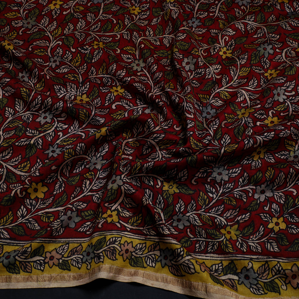 Handpainted Chanderi Silk Kalamkari Blouse Piece 47