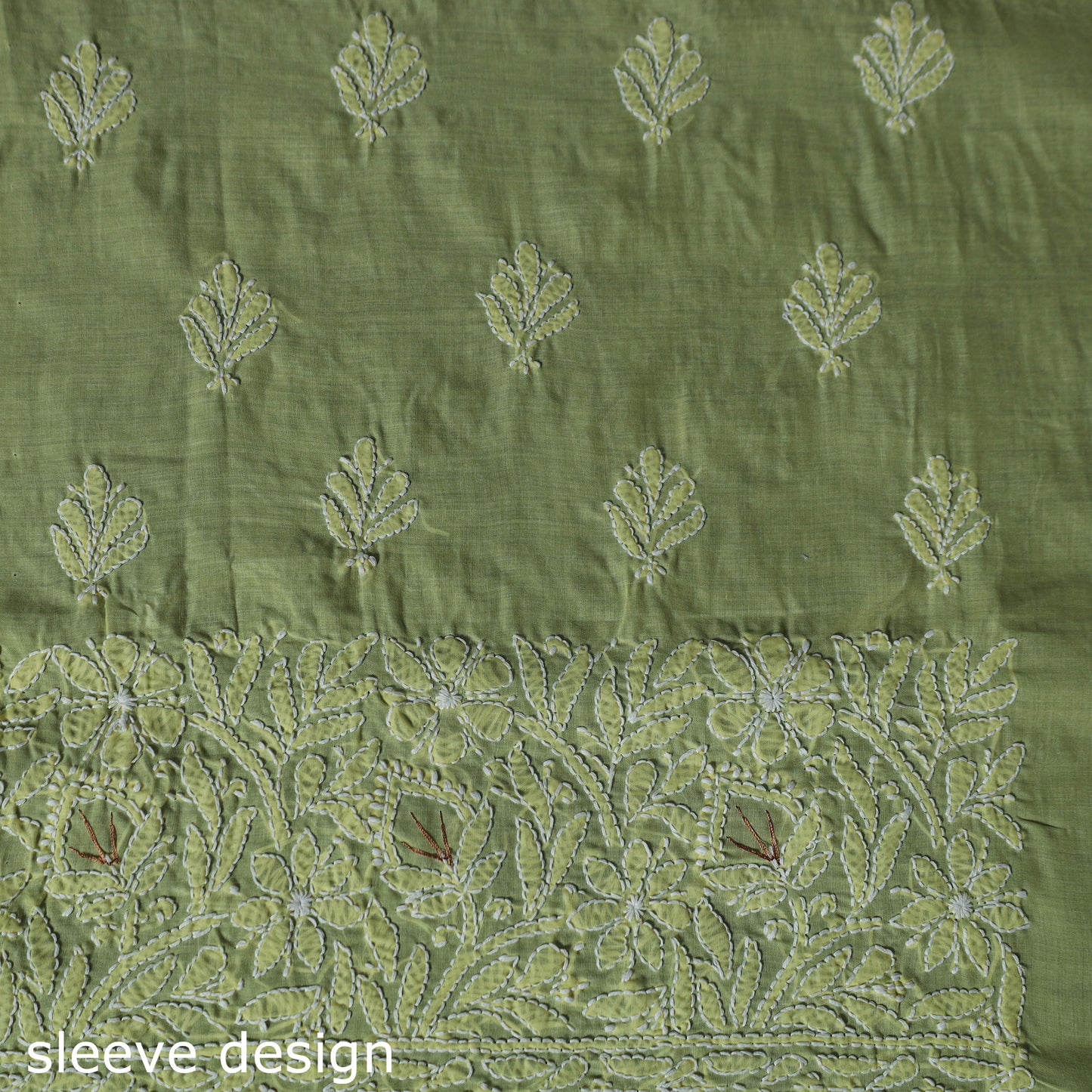 Lucknow Chikankari Parsi Style Hand Embroidered Pure Mul Cotton Unstitched Kurta Material (2.8M) 15