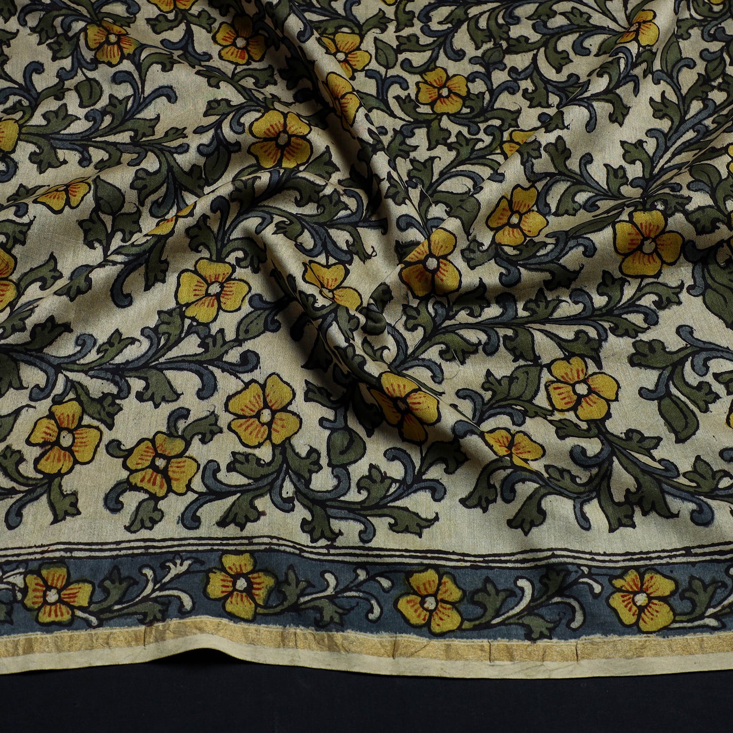 Handpainted Chanderi Silk Kalamkari Blouse Piece 42