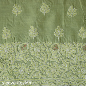 Lucknow Chikankari Parsi Style Hand Embroidered Pure Mul Cotton Unstitched Kurta Material (2.8M) 16