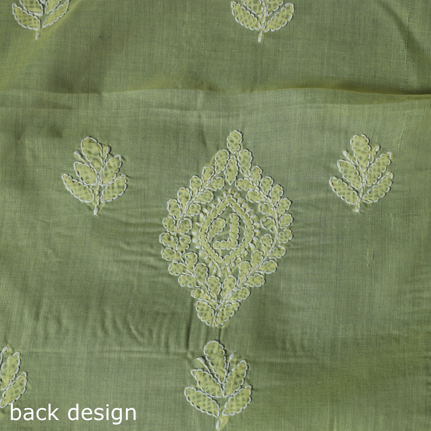 Lucknow Chikankari Parsi Style Hand Embroidered Pure Mul Cotton Unstitched Kurta Material (2.8M) 16