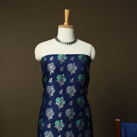 Blue - Banarasi Handwoven Katan Mulberry Silk Zari Work 3pc Unstitched Dress Material Suit Set 03