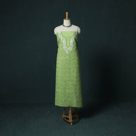 Lucknow Chikankari Parsi Style Hand Embroidered Pure Mul Cotton Unstitched Kurta Material (2.8M) 17