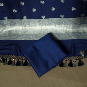 Blue - Banarasi Handwoven Katan Mulberry Silk Zari Work 3pc Unstitched Dress Material Suit Set 03