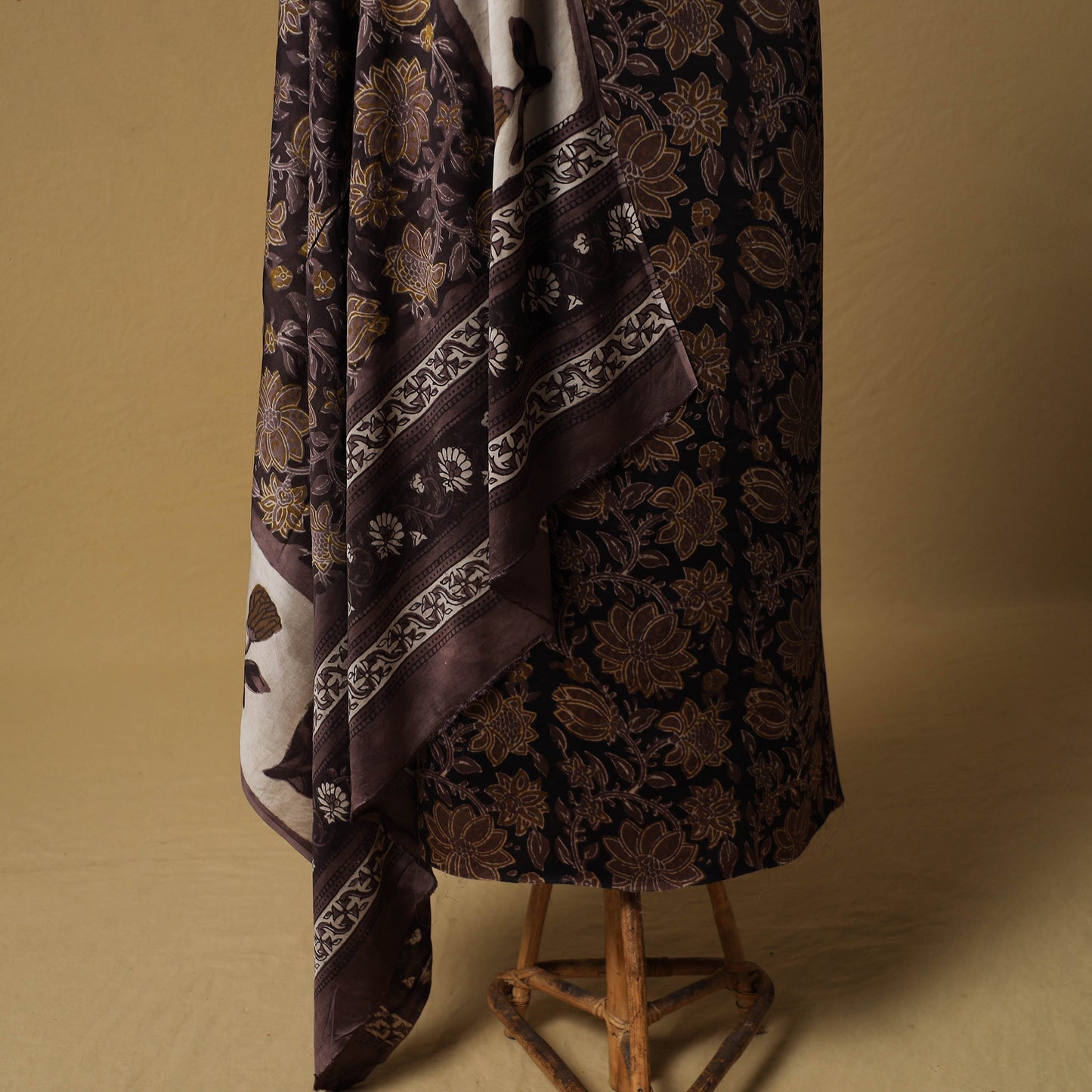Bagru Hand Block Print Natural Dyed Modal Silk 2pc Unstitched Dress Material Kurta Set 03