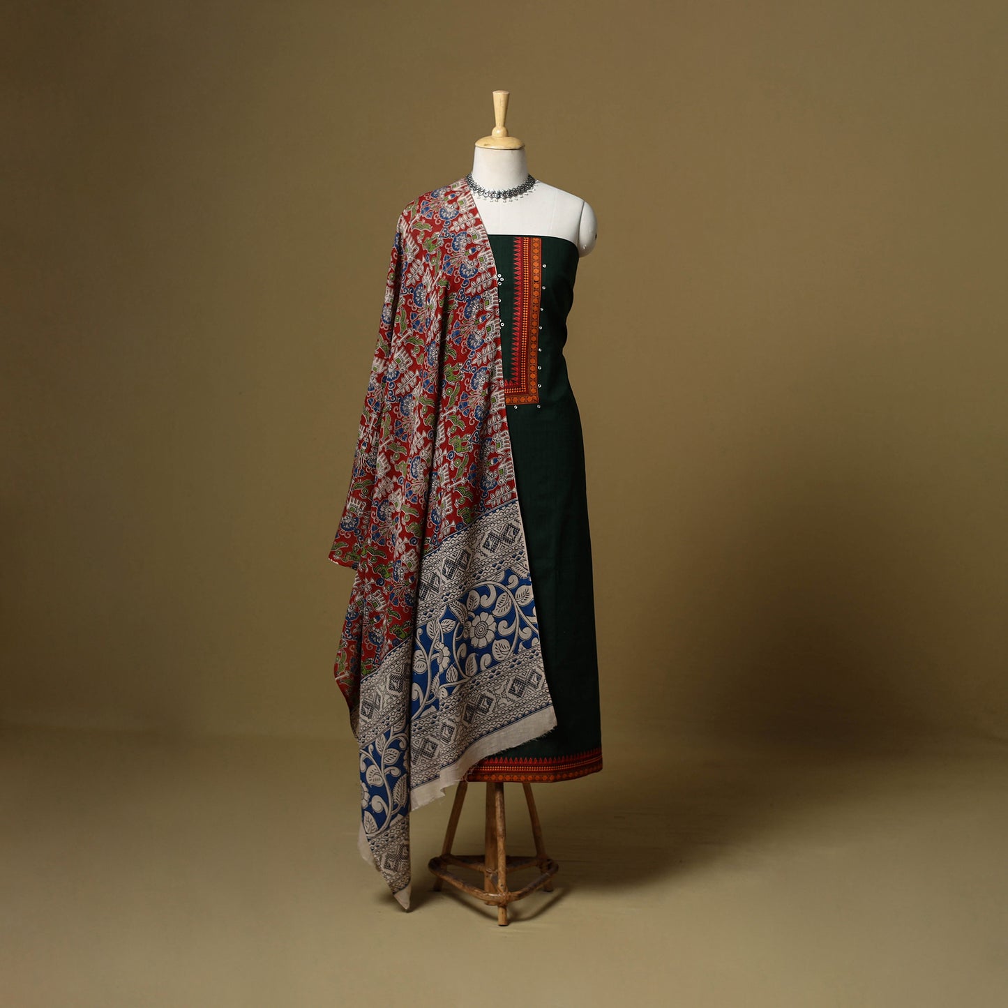 Green - Plain Cotton 3pc Unstitched Dress Material 12