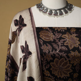 Bagru Hand Block Print Natural Dyed Modal Silk 2pc Unstitched Dress Material Kurta Set 03