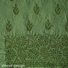 Lucknow Chikankari Parsi Style Hand Embroidered Pure Mul Cotton Unstitched Kurta Material (2.8M) 17