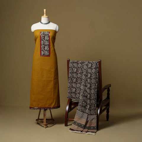 Yellow - Plain Cotton 3pc Unstitched Dress Material 13