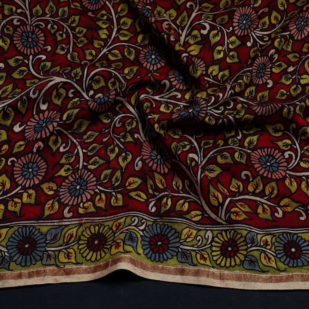 Handpainted Chanderi Silk Kalamkari Blouse Piece 33