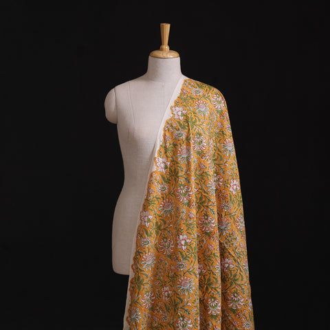 Floral Hand Block Sanganeri Print Linen Fabric 05