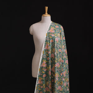 Floral Hand Block Sanganeri Print Linen Fabric 04