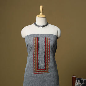 Grey - Plain Cotton 3pc Unstitched Dress Material 14