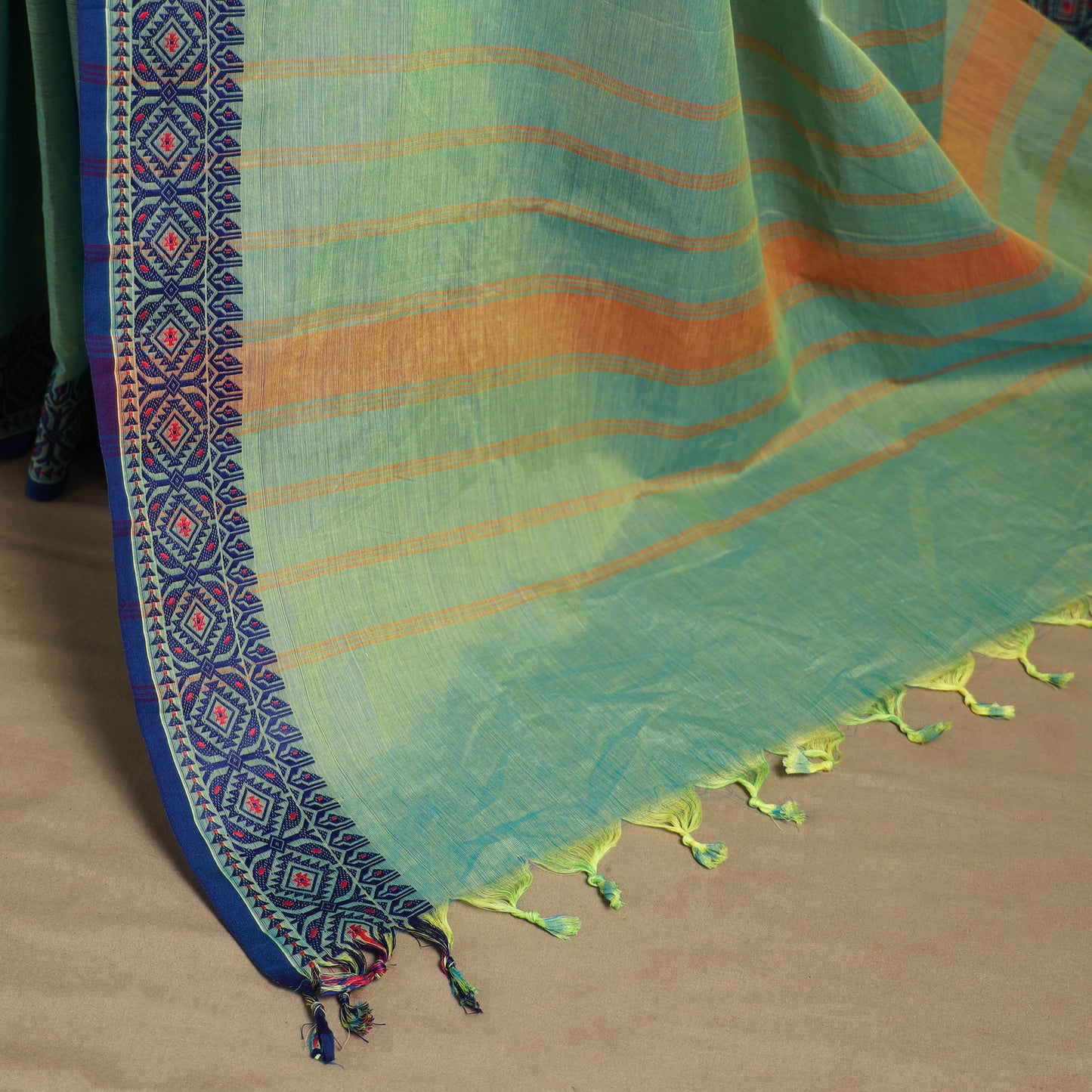 Green Kandangi Chettinad Cotton Saree with Border