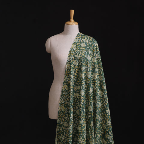 Floral Hand Block Sanganeri Print Linen Fabric 02