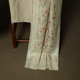 Beige - Banarasi Handwoven Katan Mulberry Silk Zari Work 3pc Unstitched Dress Material Suit Set 04