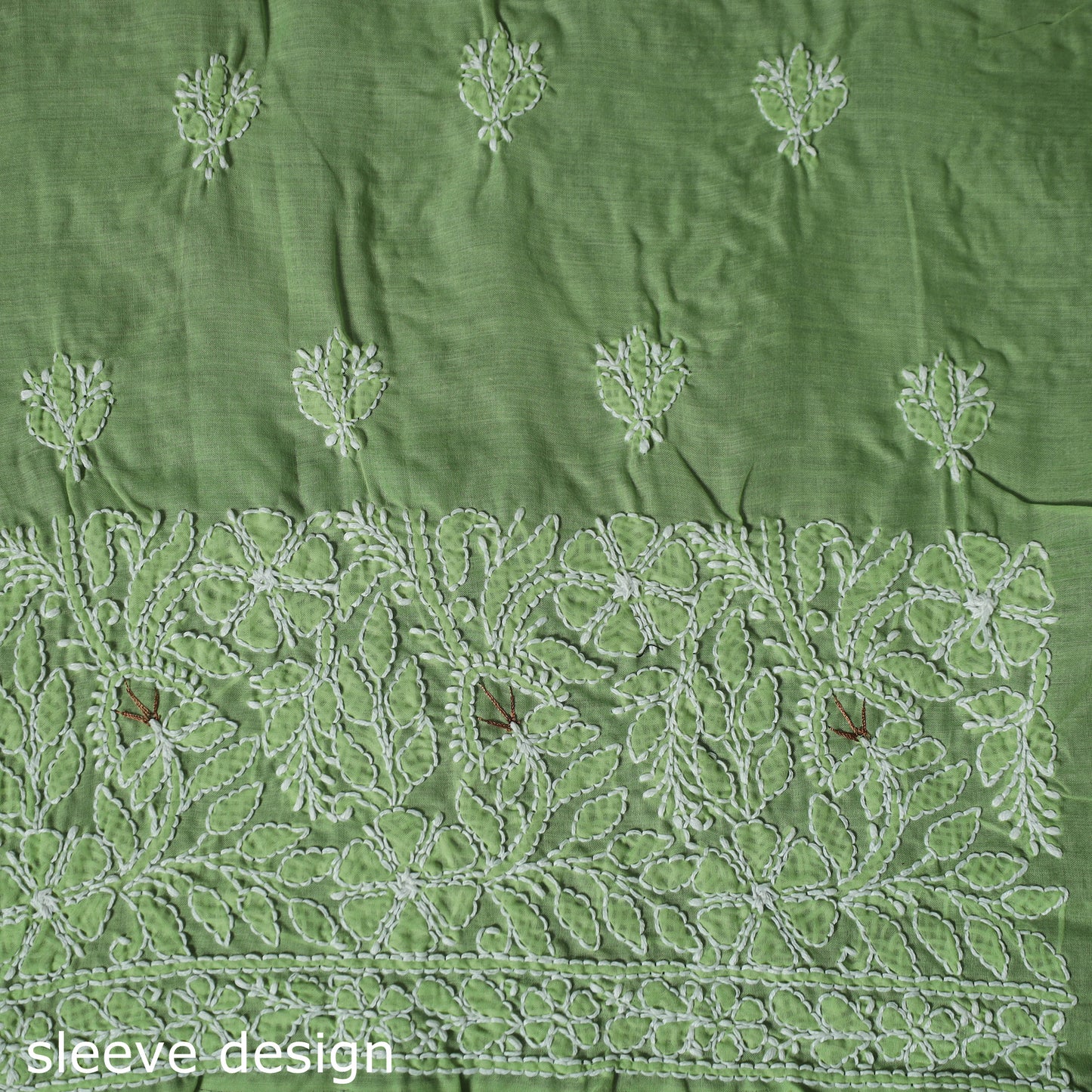 Lucknow Chikankari Parsi Style Hand Embroidered Pure Mul Cotton Unstitched Kurta Material (2.8M) 19