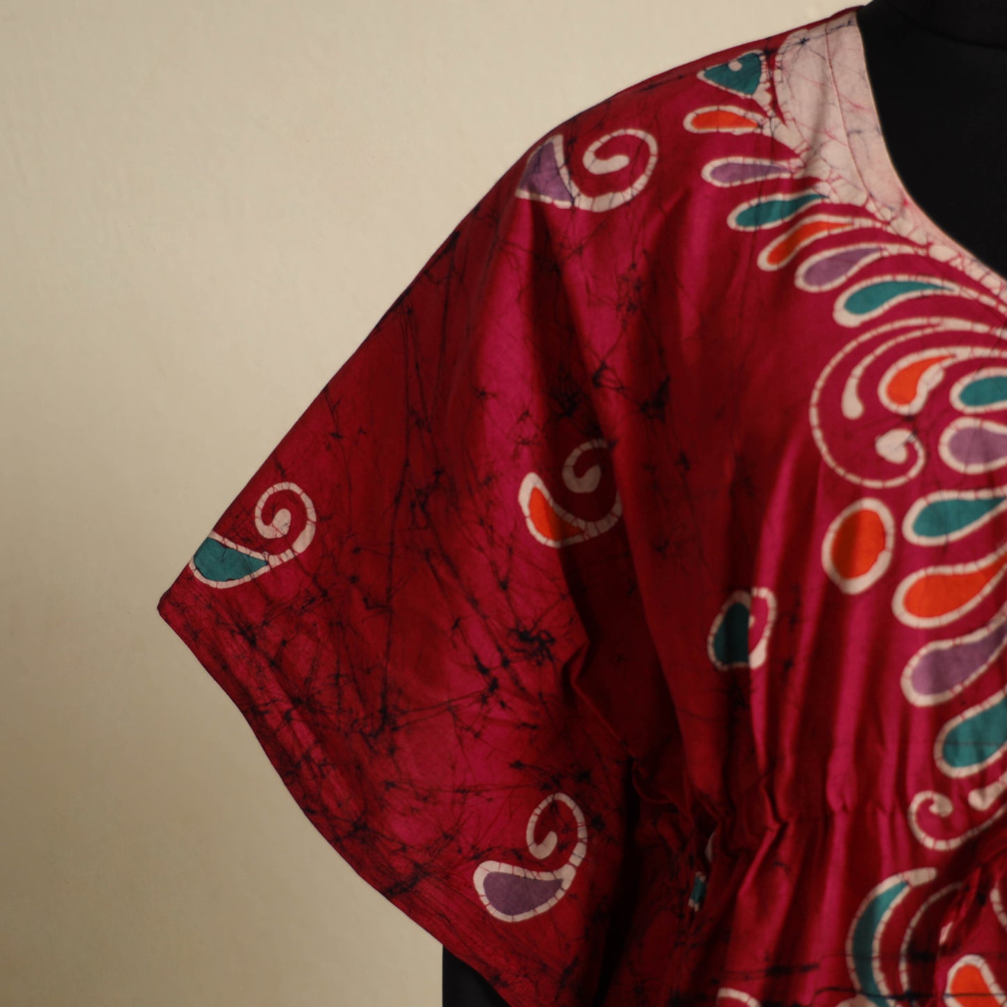 Pink - cotton hand batik kaftan with tie-up waist (long) 37