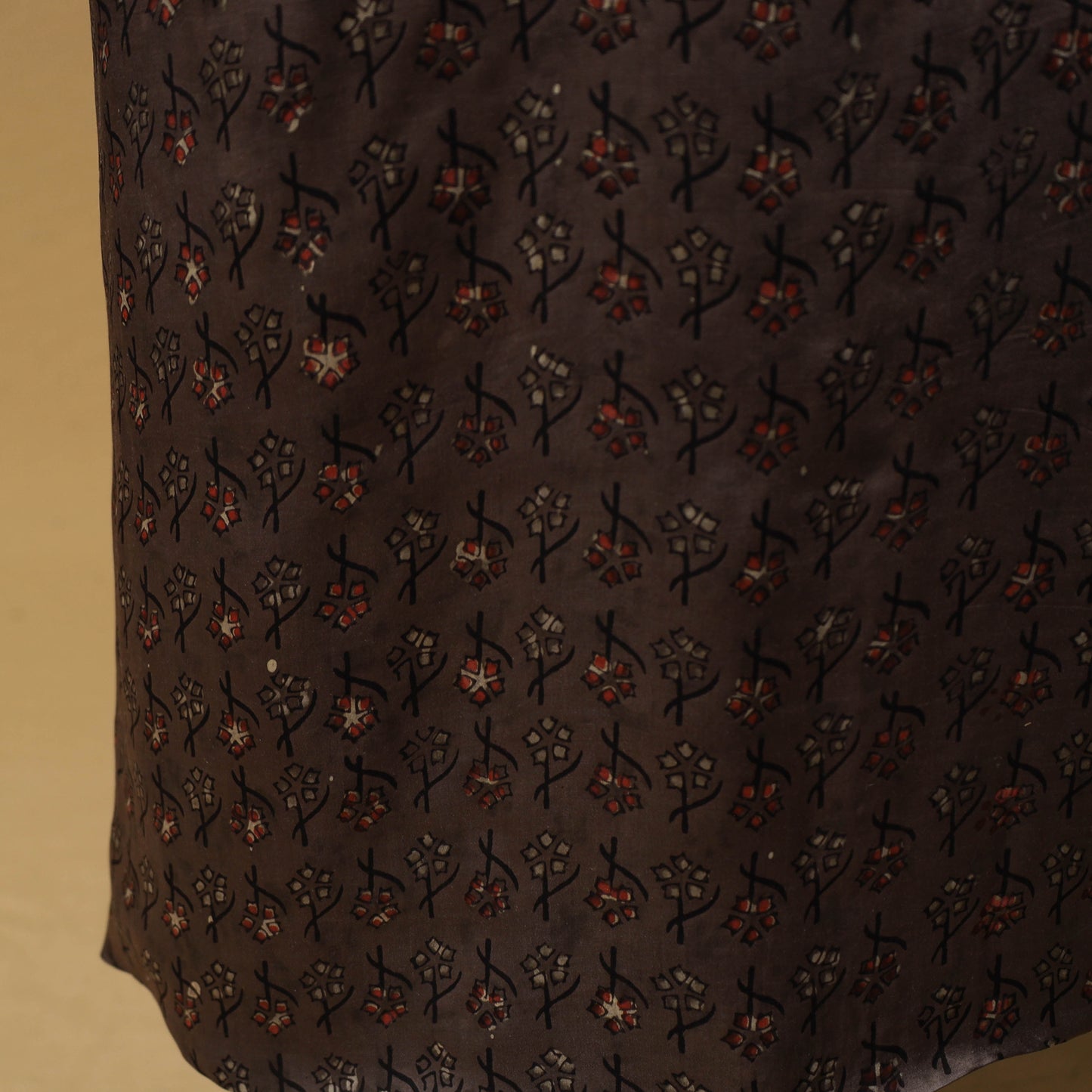 Bagru Hand Block Print Natural Dyed Modal Silk 2pc Unstitched Dress Material Kurta Set 06