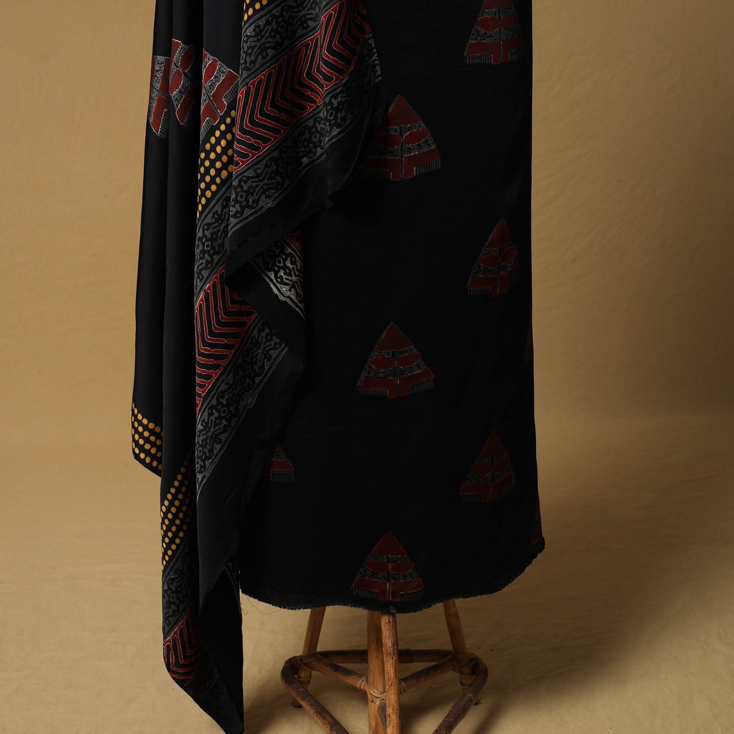 Bagru Hand Block Print Natural Dyed Modal Silk 2pc Unstitched Dress Material Kurta Set 07
