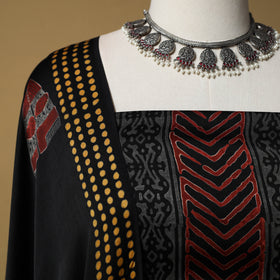 Bagru Hand Block Print Natural Dyed Modal Silk 2pc Unstitched Dress Material Kurta Set 07