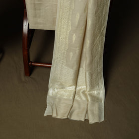Beige - Banarasi Handwoven Katan Mulberry Silk Zari Work 3pc Unstitched Dress Material Suit Set 06