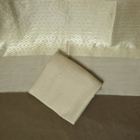 Beige - Banarasi Handwoven Katan Mulberry Silk Zari Work 3pc Unstitched Dress Material Suit Set 06
