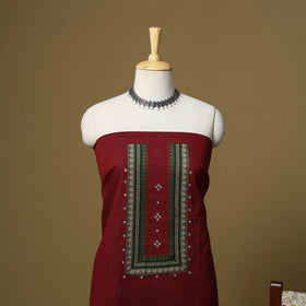 Maroon - Plain Cotton 3pc Unstitched Dress Material 17