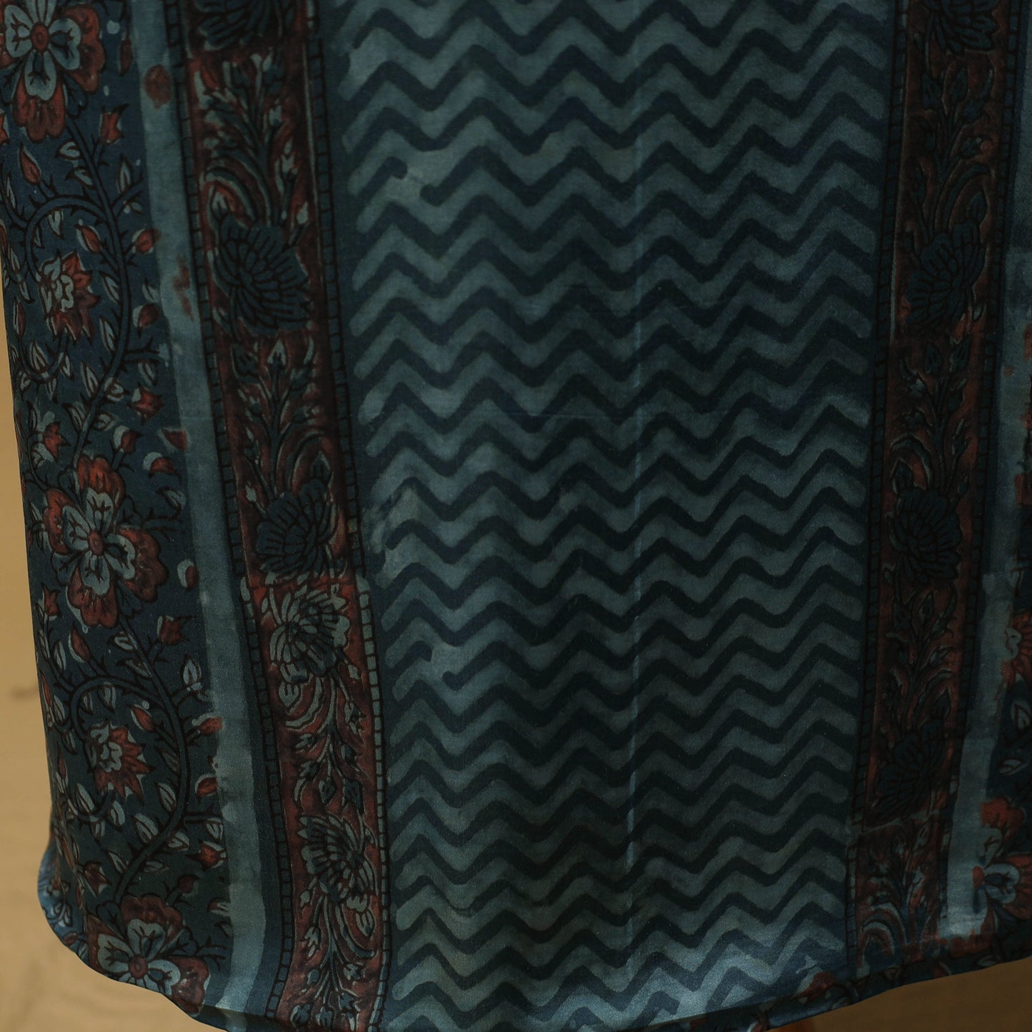 Bagru Hand Block Print Natural Dyed Modal Silk 2pc Unstitched Dress Material Kurta Set 09