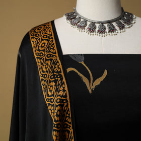 Bagru Hand Block Print Natural Dyed Modal Silk 2pc Unstitched Dress Material Kurta Set 10