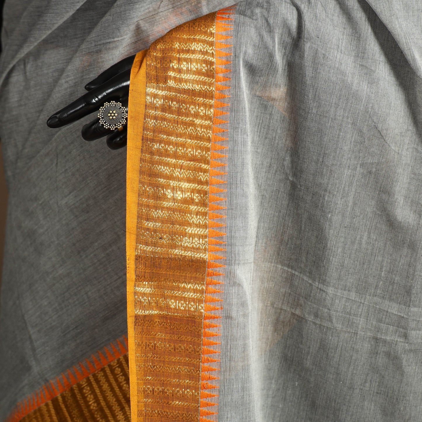 Grey Kandangi Chettinad Cotton Saree with Border