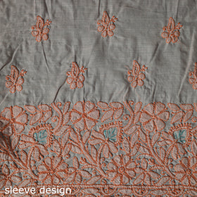 Lucknow Chikankari Parsi Style Hand Embroidered Pure Mul Cotton Unstitched Kurta Material (2.8M) 23