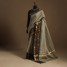 Grey Kandangi Chettinad Cotton Saree with Border