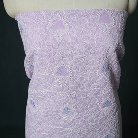 Lucknow Chikankari Parsi Style Hand Embroidered Pure Mul Cotton Unstitched Kurta Material (2.8M) 24