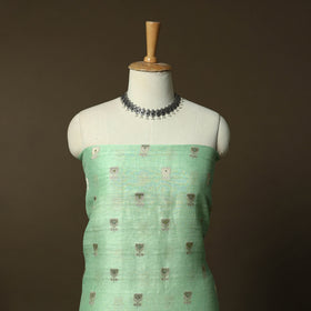 Green - Banarasi Handwoven Katan Mulberry Silk Zari Meena Buti 3pc Unstitched Dress Material Suit Set 07