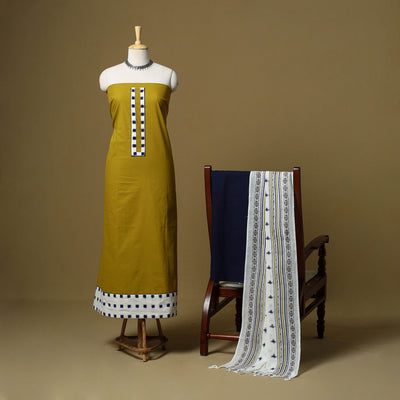 Yellow - Plain Cotton 3pc Unstitched Dress Material 20