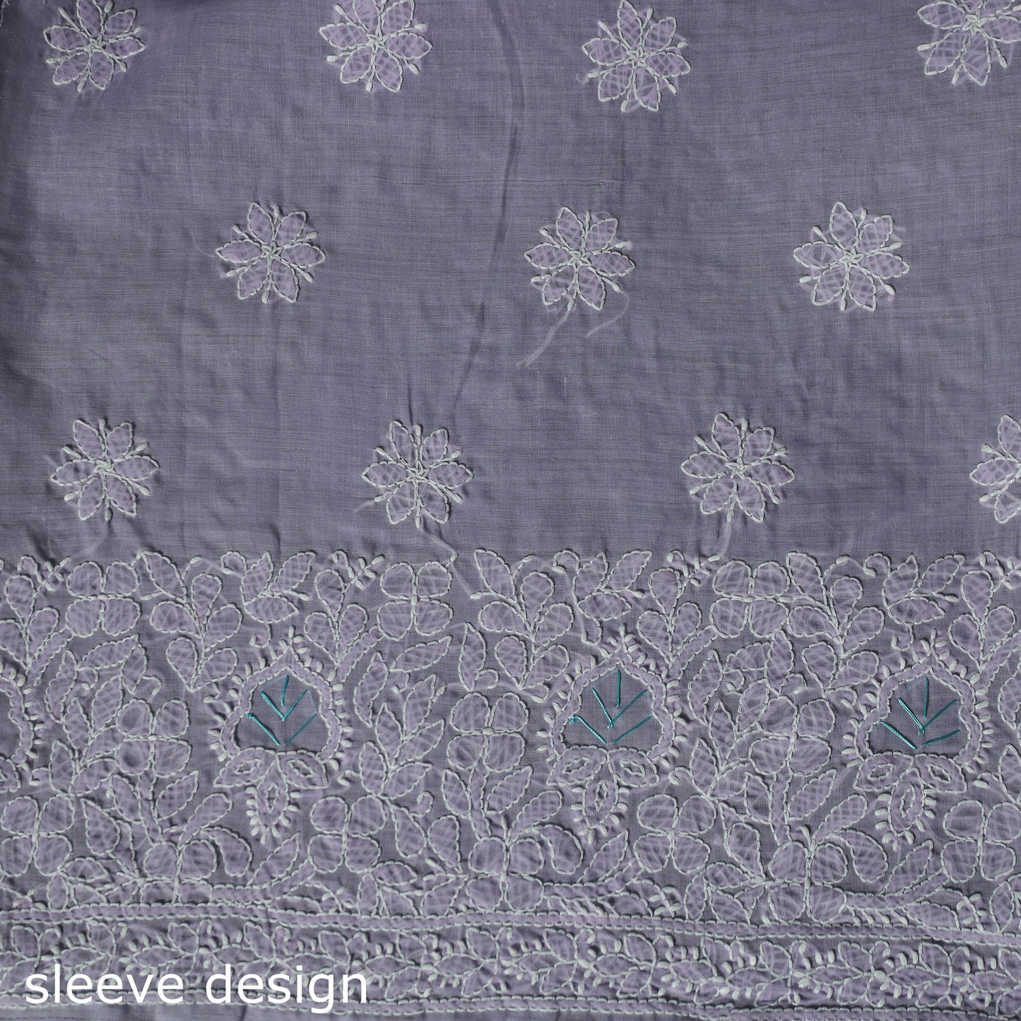 Lucknow Chikankari Parsi Style Hand Embroidered Pure Mul Cotton Unstitched Kurta Material (2.8M) 24