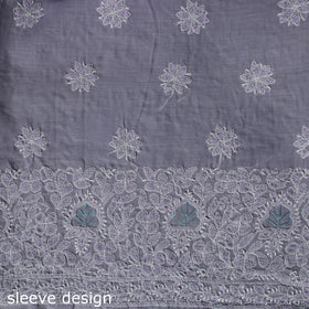 Lucknow Chikankari Parsi Style Hand Embroidered Pure Mul Cotton Unstitched Kurta Material (2.8M) 24