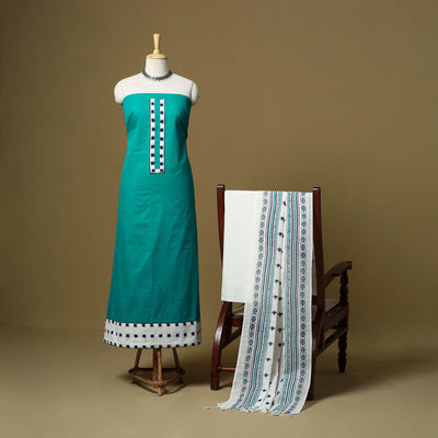 Green - Plain Cotton 3pc Unstitched Dress Material 21