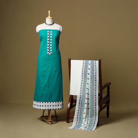 Green - Plain Cotton 3pc Unstitched Dress Material 21