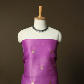 Purple - Banarasi Handwoven Muga Silk Zari Meena Buti 3pc Unstitched Dress Material Suit Set 10