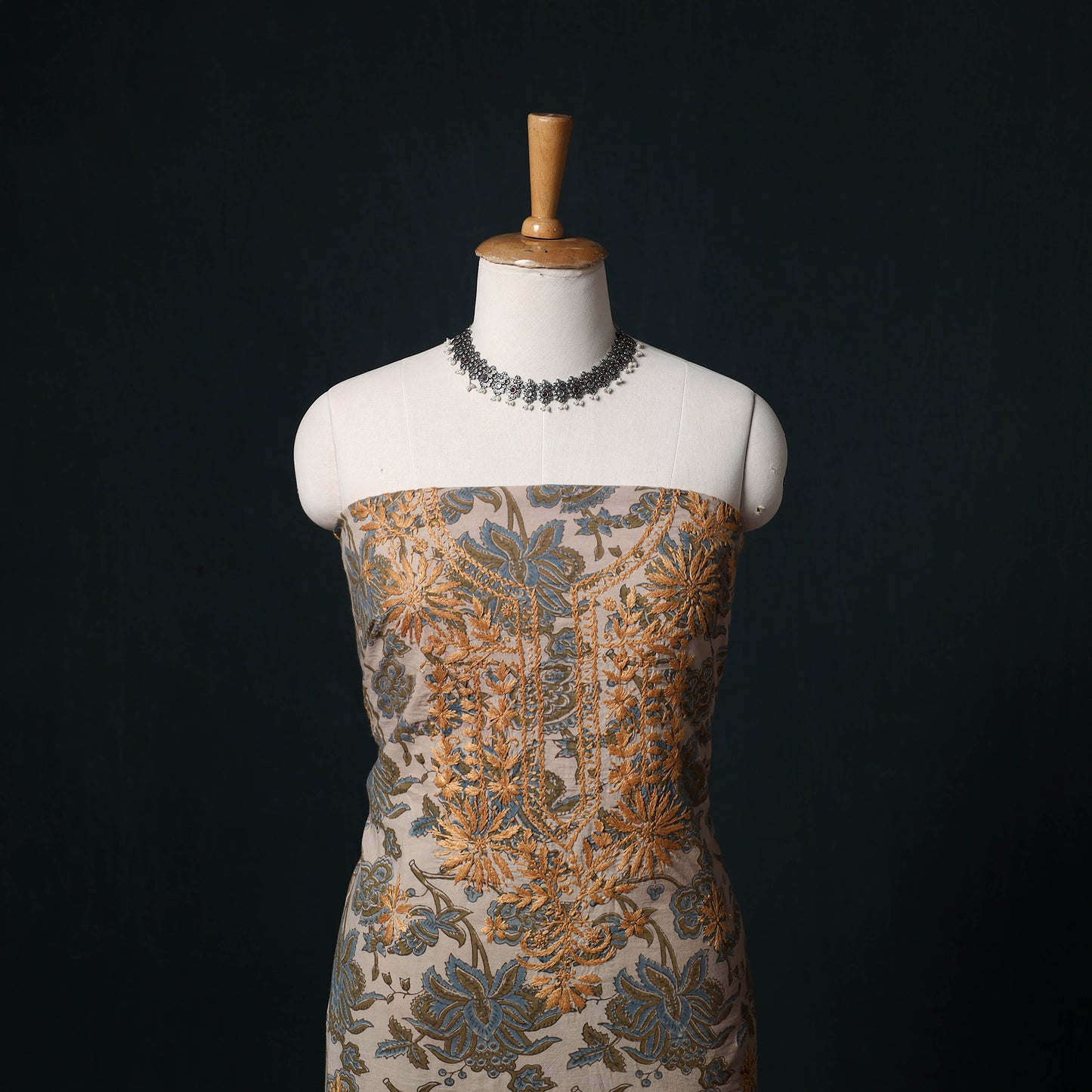 Chikankari Hand Embroidered Cotton Unstitched Kurta Material (3M) 31