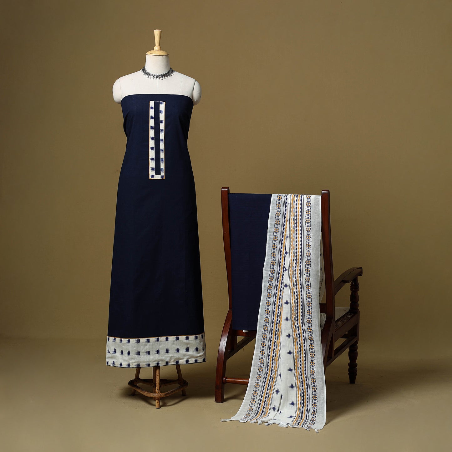 Blue - Plain Cotton 3pc Unstitched Dress Material 22